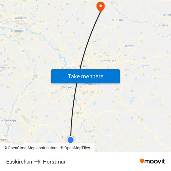 Euskirchen to Horstmar map