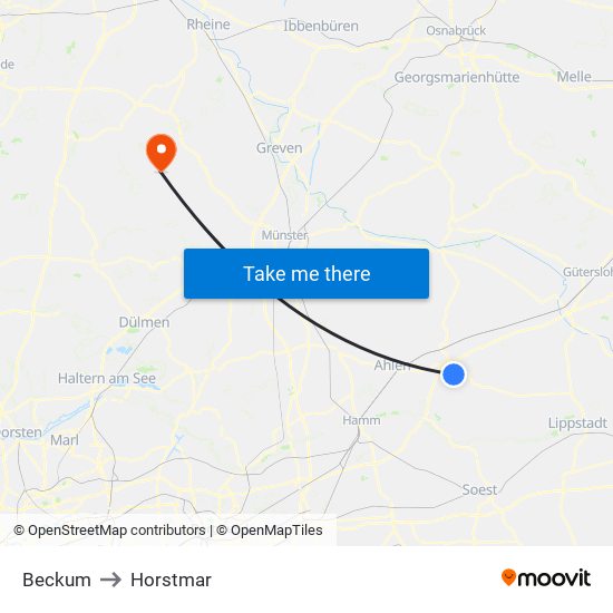 Beckum to Horstmar map