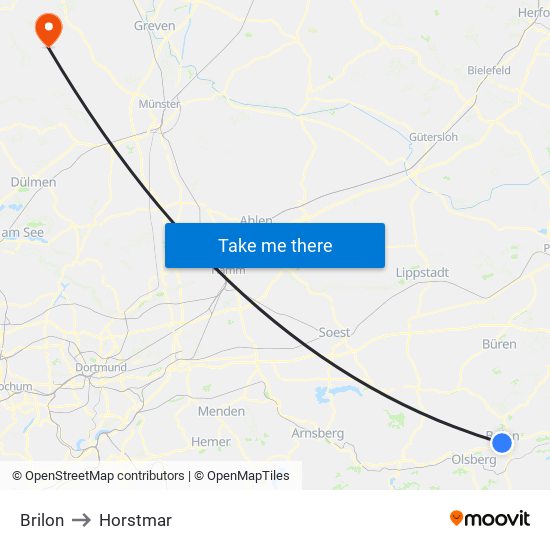 Brilon to Horstmar map