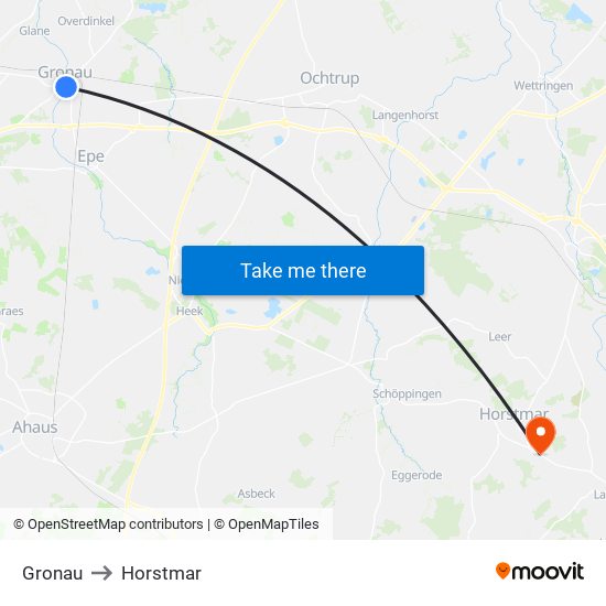 Gronau to Horstmar map