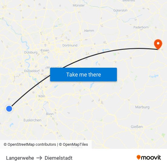 Langerwehe to Diemelstadt map