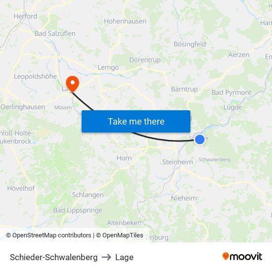 Schieder-Schwalenberg to Lage map