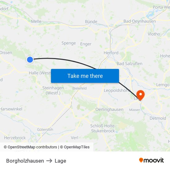 Borgholzhausen to Lage map