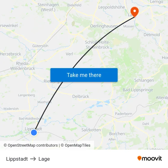 Lippstadt to Lage map