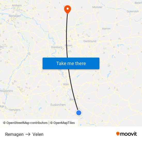 Remagen to Velen map