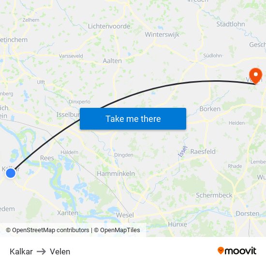 Kalkar to Velen map