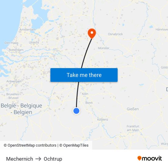 Mechernich to Ochtrup map