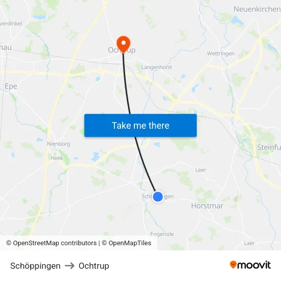 Schöppingen to Ochtrup map