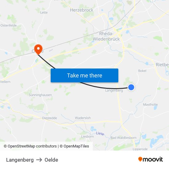 Langenberg to Oelde map