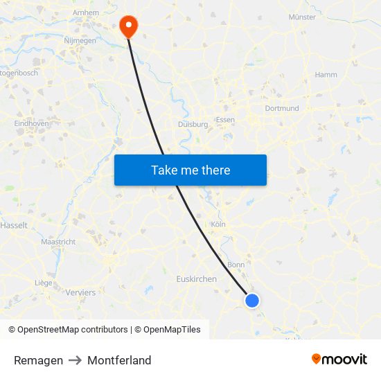 Remagen to Montferland map