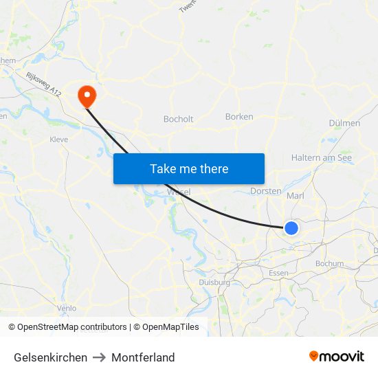 Gelsenkirchen to Montferland map