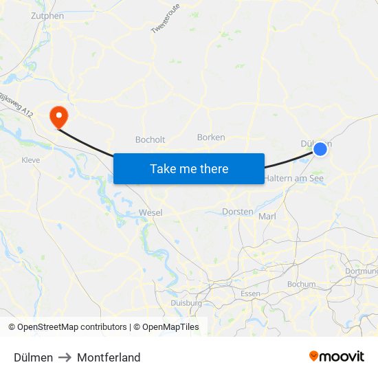 Dülmen to Montferland map