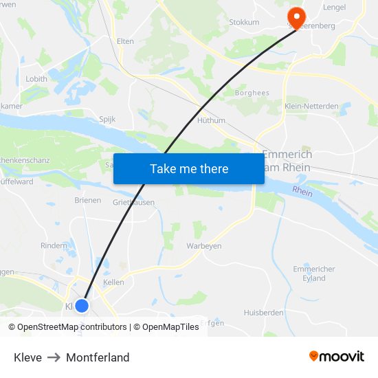 Kleve to Montferland map