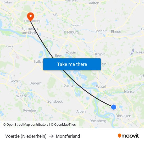 Voerde (Niederrhein) to Montferland map