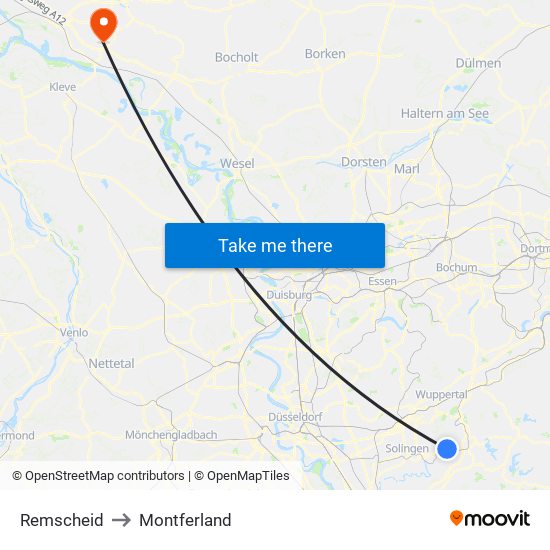 Remscheid to Montferland map