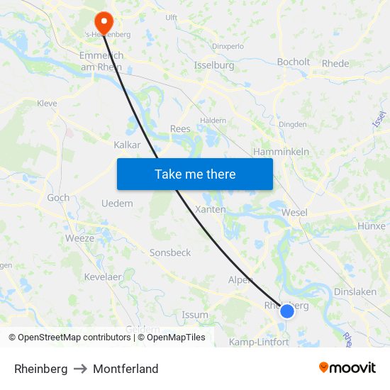 Rheinberg to Montferland map