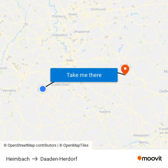 Heimbach to Daaden-Herdorf map