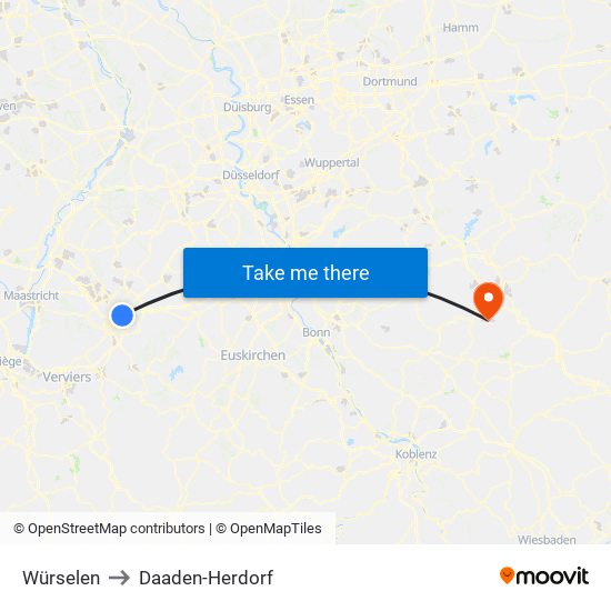 Würselen to Daaden-Herdorf map