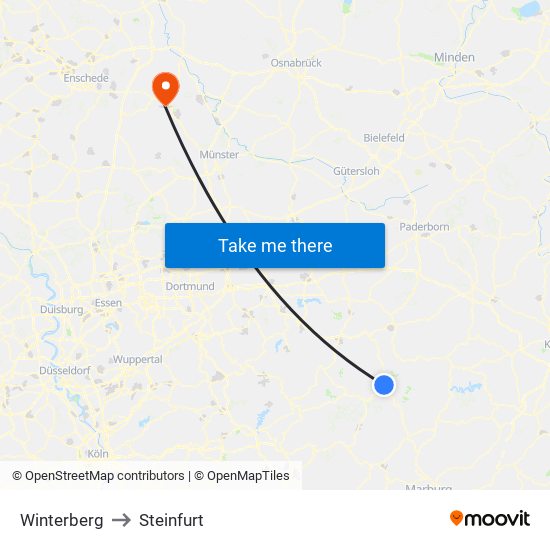 Winterberg to Steinfurt map