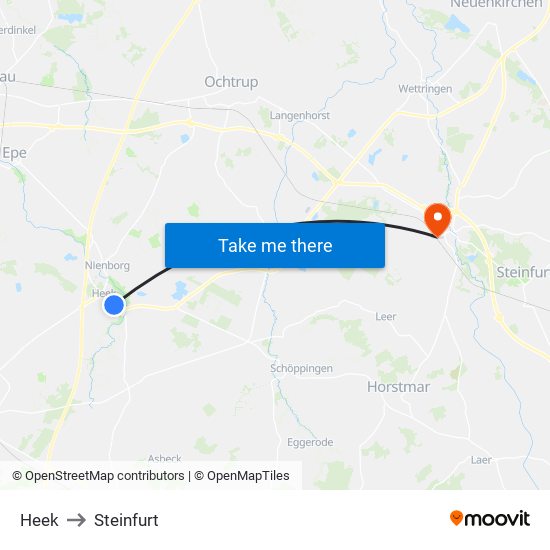 Heek to Steinfurt map