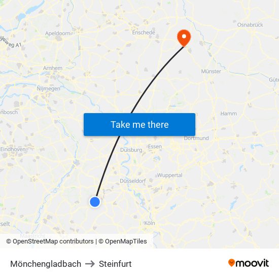 Mönchengladbach to Steinfurt map