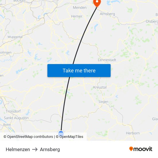 Helmenzen to Arnsberg map