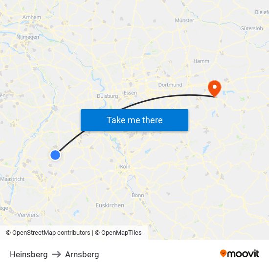 Heinsberg to Arnsberg map