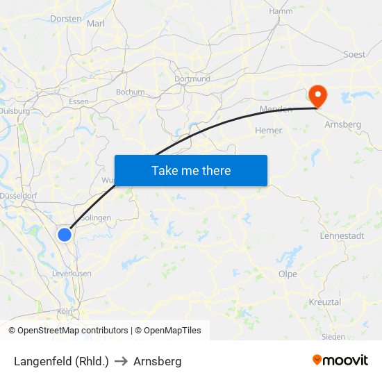 Langenfeld (Rhld.) to Arnsberg map