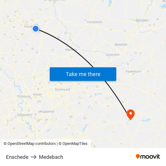 Enschede to Medebach map