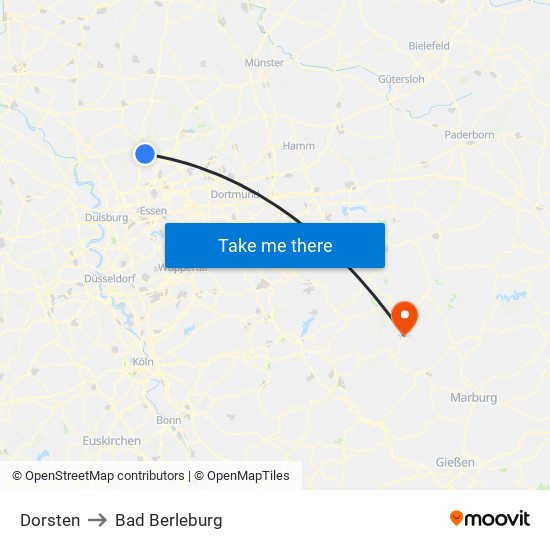 Dorsten to Bad Berleburg map