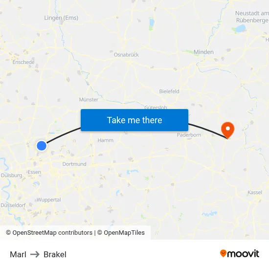 Marl to Brakel map