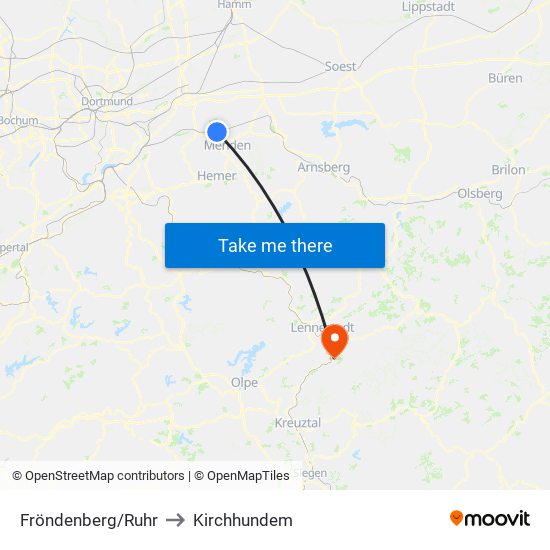 Fröndenberg/Ruhr to Kirchhundem map