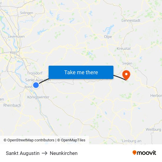 Sankt Augustin to Neunkirchen map