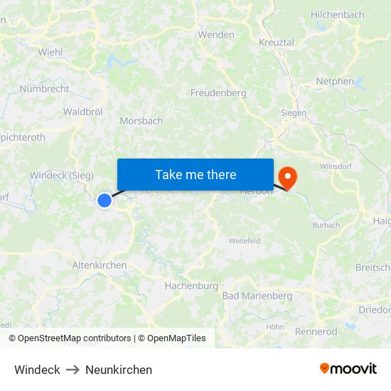 Windeck to Neunkirchen map