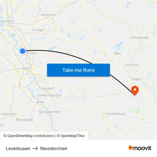 Leverkusen to Neunkirchen map