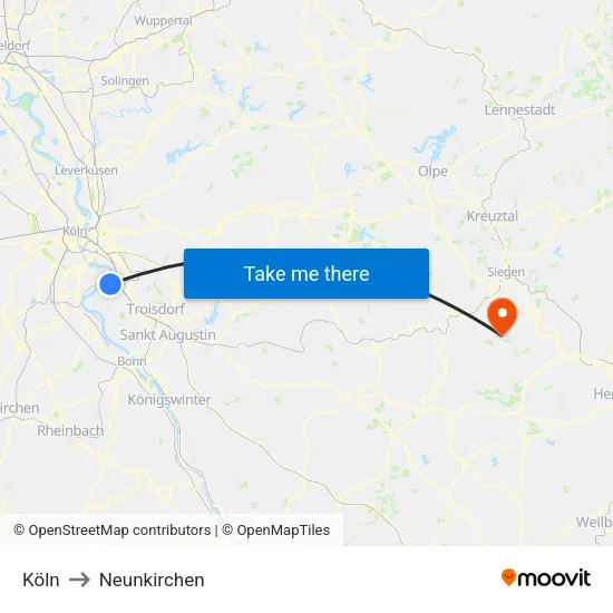 Köln to Neunkirchen map