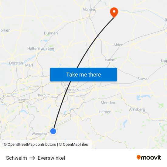 Schwelm to Everswinkel map