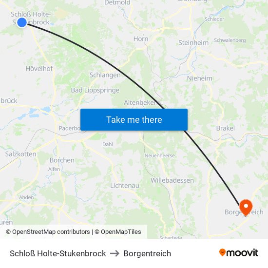 Schloß Holte-Stukenbrock to Borgentreich map