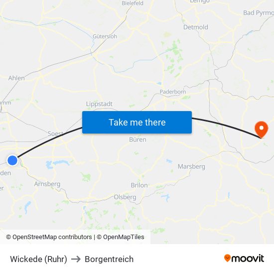 Wickede (Ruhr) to Borgentreich map