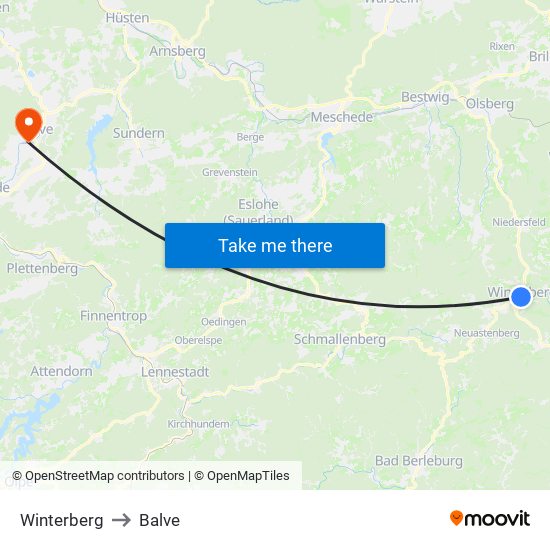 Winterberg to Balve map