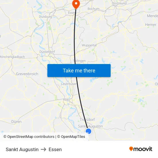 Sankt Augustin to Essen map