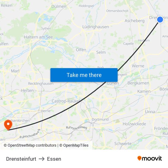 Drensteinfurt to Essen map