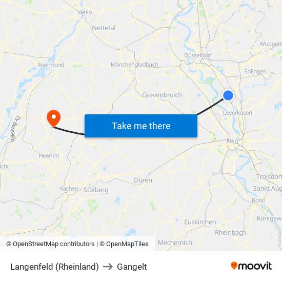 Langenfeld (Rheinland) to Gangelt map