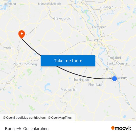 Bonn to Geilenkirchen map