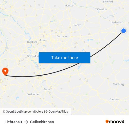 Lichtenau to Geilenkirchen map