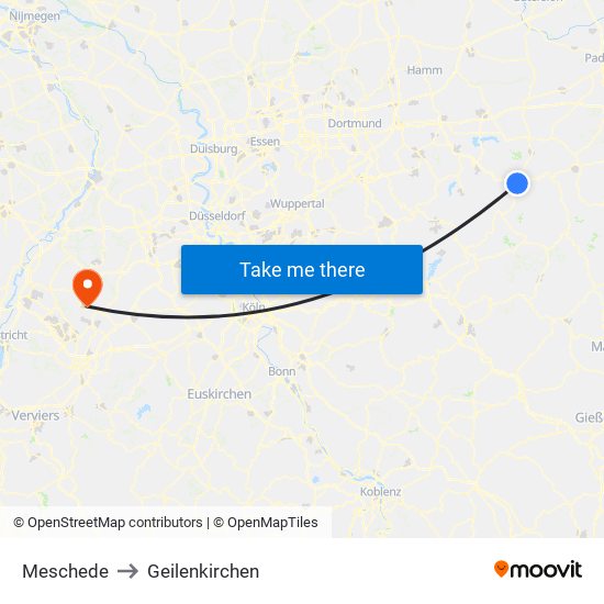 Meschede to Geilenkirchen map