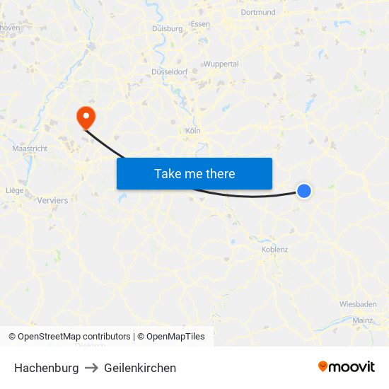 Hachenburg to Geilenkirchen map