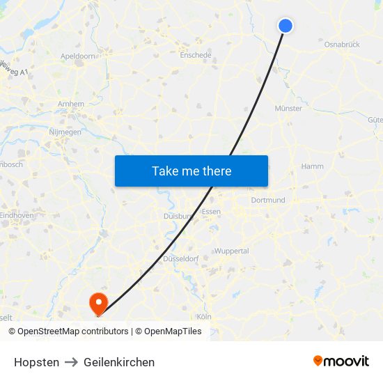 Hopsten to Geilenkirchen map