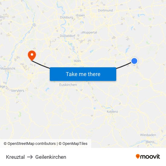 Kreuztal to Geilenkirchen map