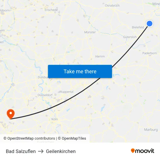Bad Salzuflen to Geilenkirchen map